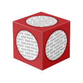 四角い枠の赤い丸い+写真 フォトキューブ (正面アングル)