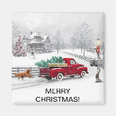 四角い磁石のクリスマスシーン マグネット (正面)