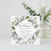 四角い緑 |水彩結婚式招待状 招待状 (スタンド正面)