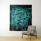 四角い角と「ネオン」のシアンまたはスカイブルーの汚れ タペストリー (インサイチュ)