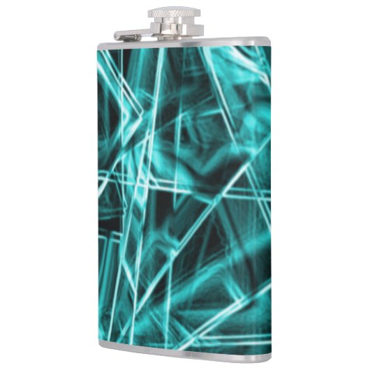 四角い角と「ネオン」のシアンまたはスカイブルーの汚れ フラスク (左)