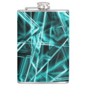 四角い角と「ネオン」のシアンまたはスカイブルーの汚れ フラスク (正面)
