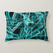 四角い角と「ネオン」のシアンまたは空の青いスポット アクセントクッション (正面)