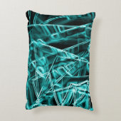 四角い角と「ネオン」のシアンまたは空の青いスポット アクセントクッション (裏面(縦))