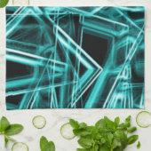 四角い角と「ネオン」のシアンまたは空の青いスポット キッチンタオル (折り畳み)