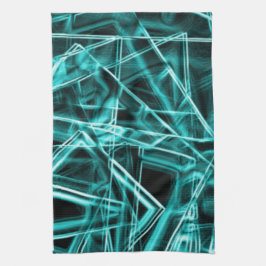 四角い角と「ネオン」のシアンまたは空の青いスポット キッチンタオル