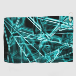 四角い角と「ネオン」のシアンまたは空の青いスポット ゴルフタオル