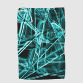 四角い角と「ネオン」のシアンまたは空の青いスポット ゴルフタオル (正面)