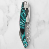 四角い角と「ネオン」のシアンまたは空の青いスポット ソムリエナイフ (裏面)