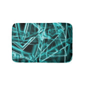 四角い角と「ネオン」のシアンまたは空の青いスポット バスマット (正面)