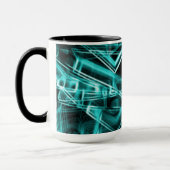 四角い角と「ネオン」のシアンまたは空の青いスポット マグカップ (左)