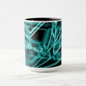 四角い角と「ネオン」のシアンまたは空の青いスポット マグカップ (中央)