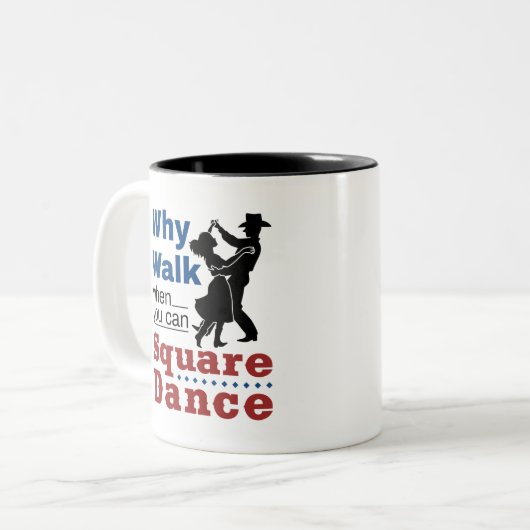 四角い踊りなぜスクエアダンスができるときに歩く ツートーンマグカップ (正面左)