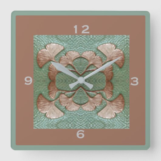 四角い銀杏の壁時計 スクエア壁時計 (正面)