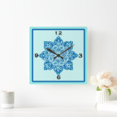 四角い青とターコイズウォールクロック スクエア壁時計 (ホーム)