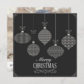 四角い黒と白のクリスマスボール シーズンカード (正面/裏面)