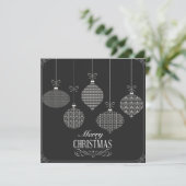 四角い黒と白のクリスマスボール シーズンカード (スタンド正面)