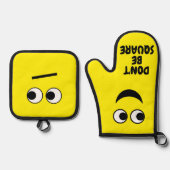 四角おもしろいい漫画でない 鍋つかみ&鍋敷きセット (正面)