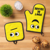 四角おもしろいい漫画でない 鍋つかみ&鍋敷きセット (トップダウン)