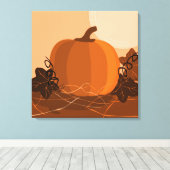 四角かぼちゃオレンジ色のキッチンウォールデコール キャンバスプリント (インサイチュ (ウッドフロア))