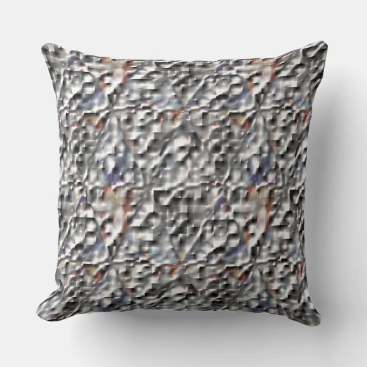 四角から三角形のモザイクの灰色の隠し色 クッション (正面)