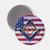 四角とコンパス付きフラグ マグネット (正面/裏面)