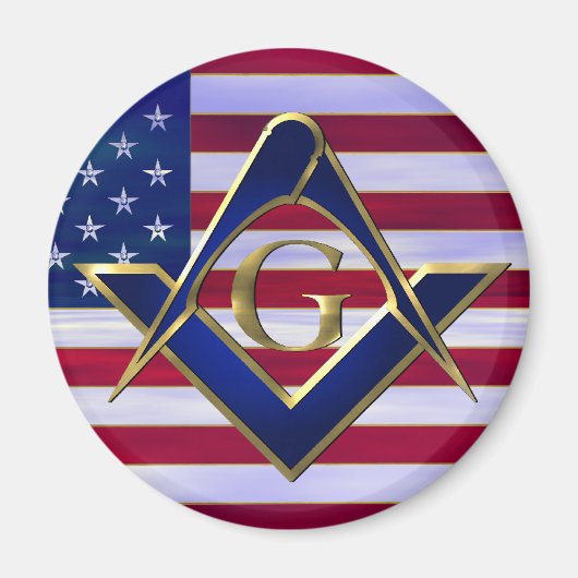 四角とコンパス付きフラグ マグネット (正面)