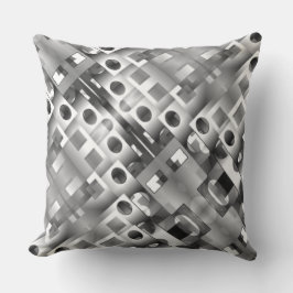 四角と穴のある長方形のグレーのグラデーション クッション