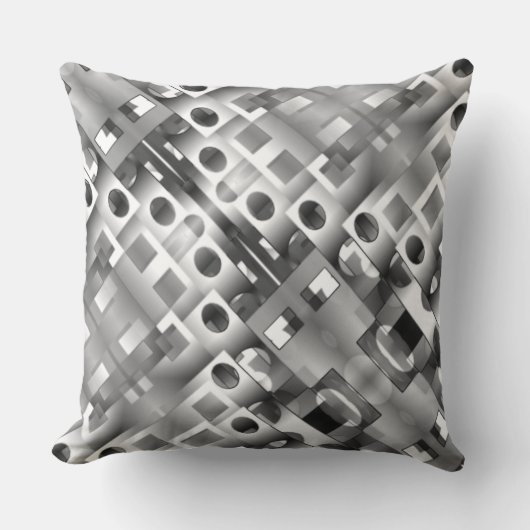 四角と穴のある長方形のグレーのグラデーション クッション (正面)