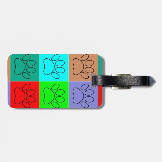 四角の可愛い子犬の足パーソナライズラゲッジタグ ラゲッジタグ (裏面横)