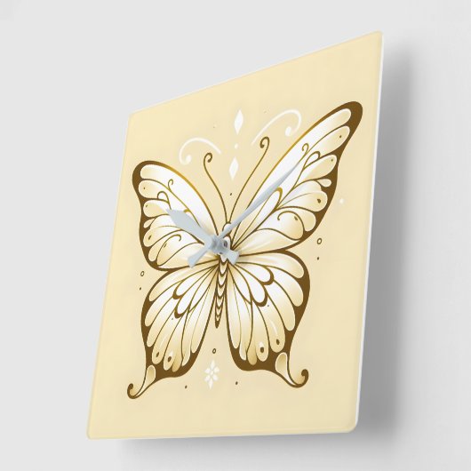 四角エレガント型バタフライウォールクロック スクエア壁時計 (傾斜)