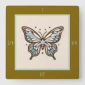 四角エレガント型バタフライウォールクロック スクエア壁時計 (正面)