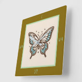 四角エレガント型バタフライウォールクロック スクエア壁時計 (傾斜)