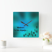 四角カスタム色の緑、青い時計 スクエア壁時計 (ホーム)