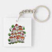 四角キーチェーン(ドードル – 手書き) キーホルダー (裏面)