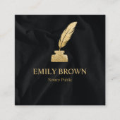 四角クイル公証人ローン署名エージェントブラック金ゴールド スクエア名刺 (正面)