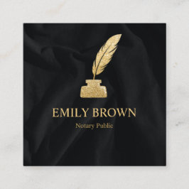 四角クイル公証人ローン署名エージェントブラック金ゴールド スクエア名刺
