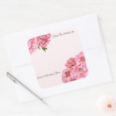 四角シール，蔵書票，牡丹，牡丹，赤ちゃんシャワー スクエアシール (封筒)