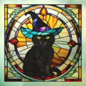 四角ステンドグラス黒猫ハロウィーンデコール ウィンドウサイン (シート3)