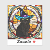 四角ステンドグラス黒猫ハロウィーンデコール シール (シート)