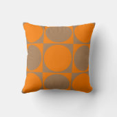 四角ソファクッション、オレンジ&ブラウンスクウェア&サークル クッション (裏面)