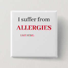 四角バッジ – アレルギーに苦しむ，リスト 缶バッジ