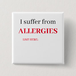 四角バッジ – アレルギーに苦しむ，リスト 缶バッジ