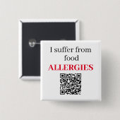 四角バッジ – 食物アレルギーに苦しむQRCode 缶バッジ (正面&裏面)