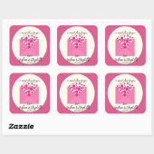 四角ピンクとアイボリーウエディングパーティーの好意ラベル スクエアシール (シート)