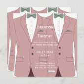 四角ピンクゲイ結婚式 招待状 (正面/裏面)