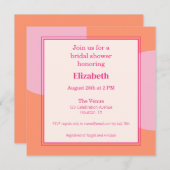 四角ピンク&オレンジのブライダルシャワー招待 招待状 (正面/裏面)
