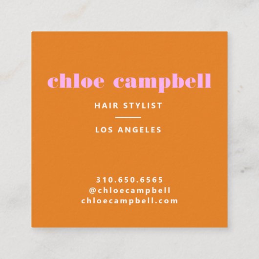 四角ピンク&オレンジカラフル&クリエイティブモダン, スクエア名刺 (裏面)