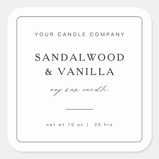 四角ミニマルキャンドルブランドラベル製品シール スクエアシール (正面)