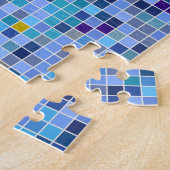 四角モザイクブルートーンタイルパターン ジグソーパズル (側面)